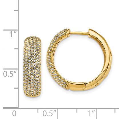 14k Yellow Gold Real Diamond Hinged Hoop Earrings