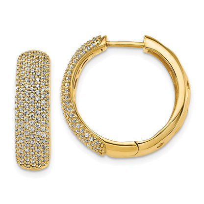 14k Yellow Gold Real Diamond Hinged Hoop Earrings