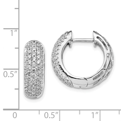 14k White Gold Real Diamond Hinged Hoop Earrings