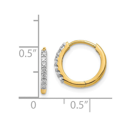 14k Yellow Gold Real Diamond Hinged Hoop Earrings