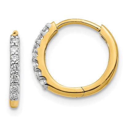 14k Yellow Gold Real Diamond Hinged Hoop Earrings