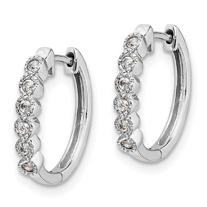 14k White Gold Real Diamond Hinged Hoop Earrings