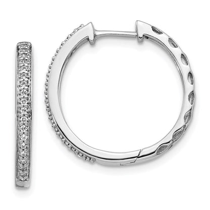 14k White Gold Real Diamond 2mm Hinged Hoop Earrings
