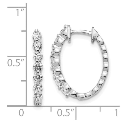 14k White Gold AA Real Diamond Hinged Hoop Earrings