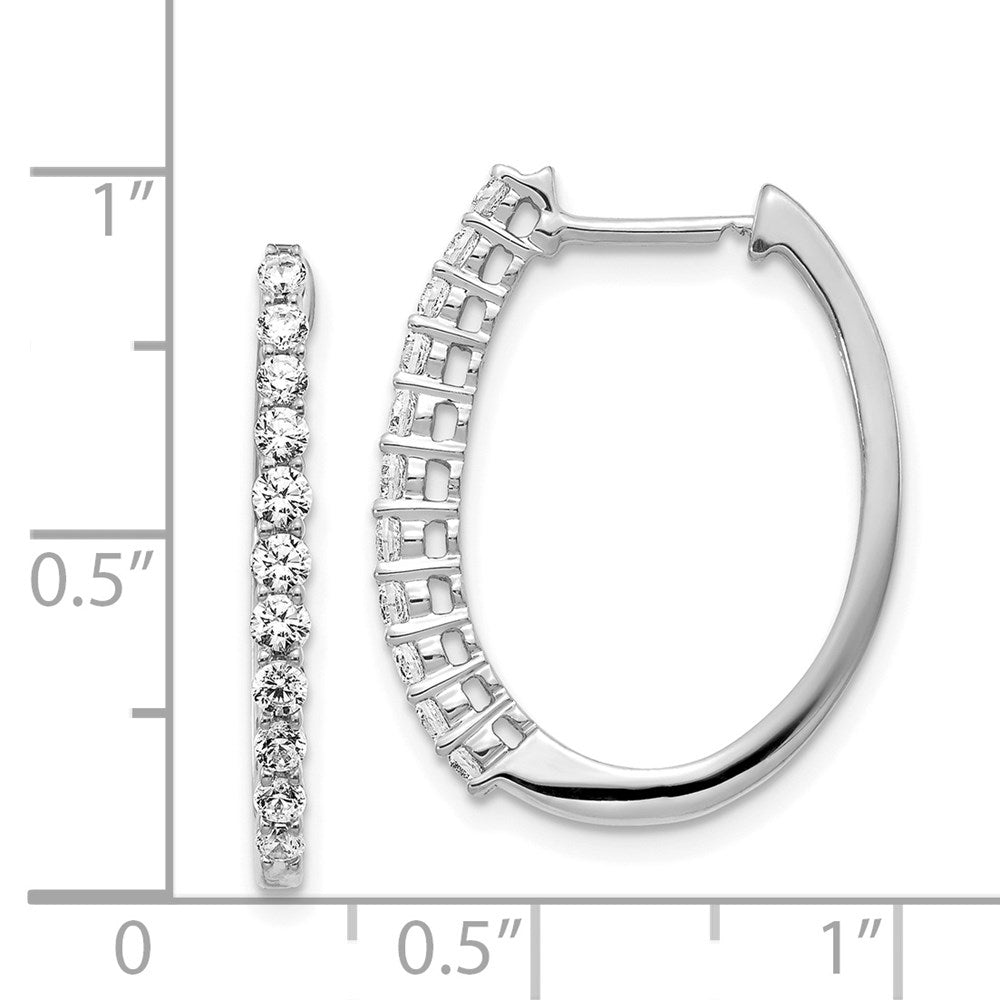 14k White Gold Real Diamond Hinged Hoop Earrings