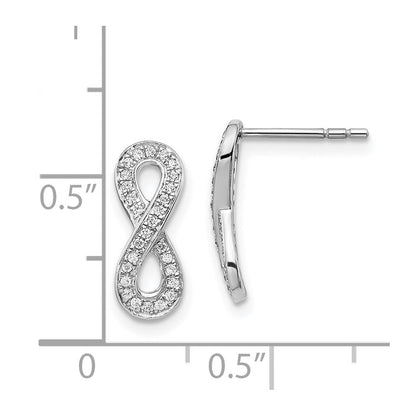 14k White Gold Real Diamond Infinity Earrings
