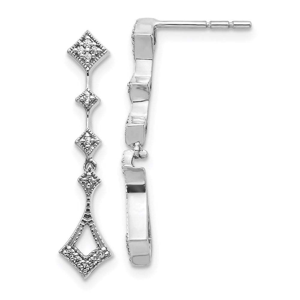 14k White Gold Real Diamond Vintage Earrings