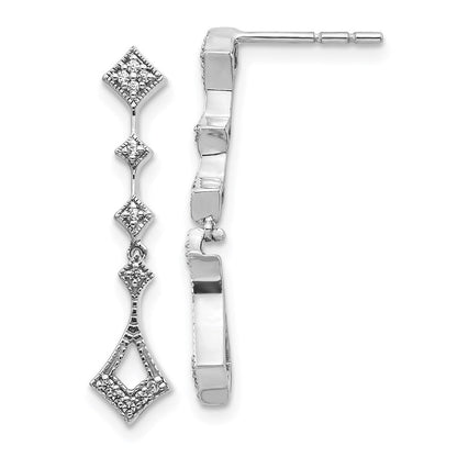 14k White Gold Real Diamond Vintage Earrings