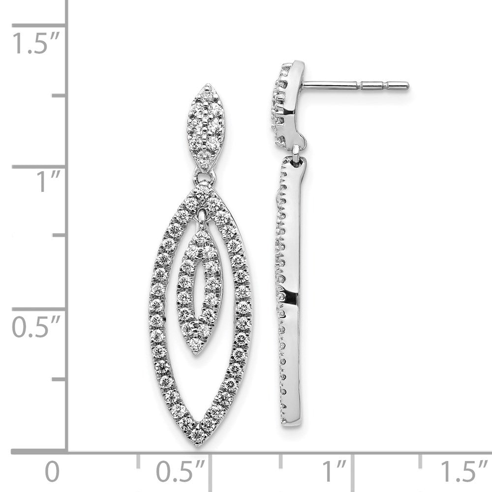 14k White Gold Real Diamond Dangle Post Earrings