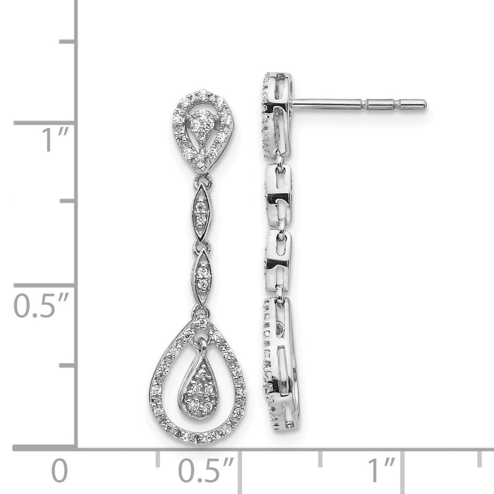 14k White Gold Teardrop Real Diamond Dangle Earrings