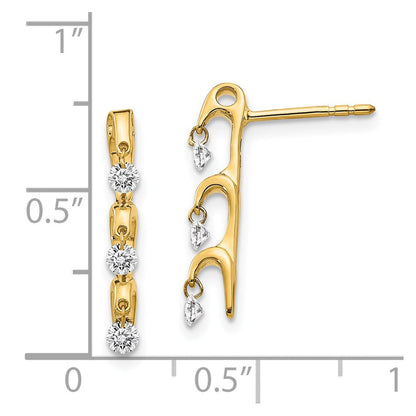 14k Yellow Gold Real Diamond Dangle Earrings
