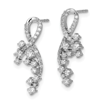 14k White Gold Fancy Florina Real Diamond Post Earrings