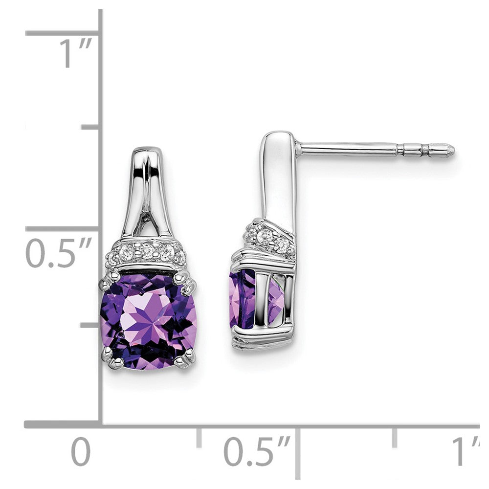 14k White Gold Amethyst and Real Diamond Earrings