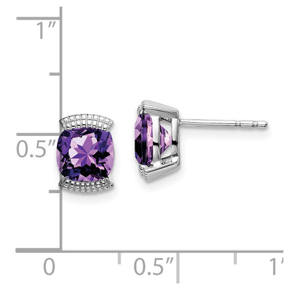 14k White Gold Amethyst Post Earrings