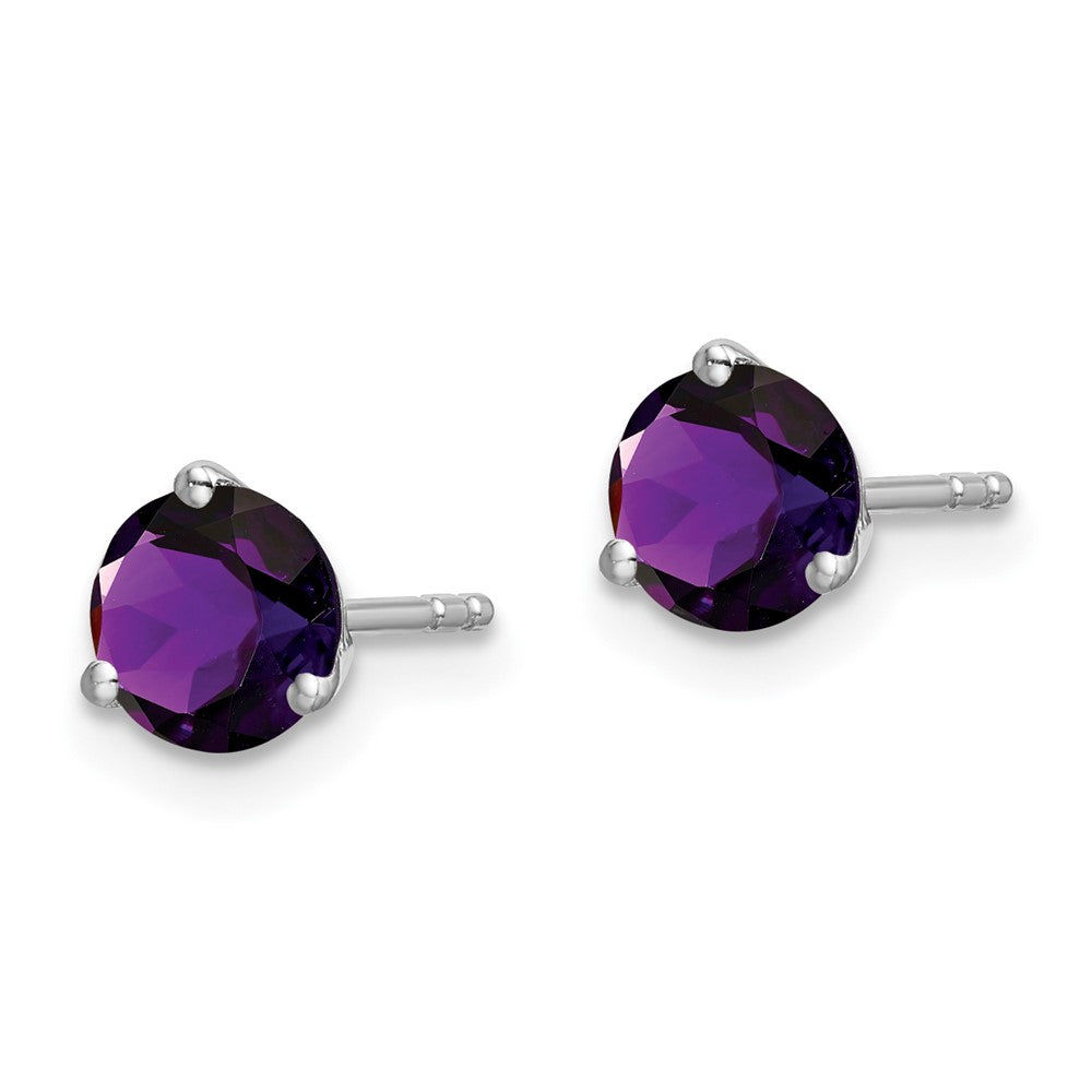 14k White Gold Round Amethyst Earrings