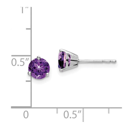 14k White Gold Round Amethyst Earrings