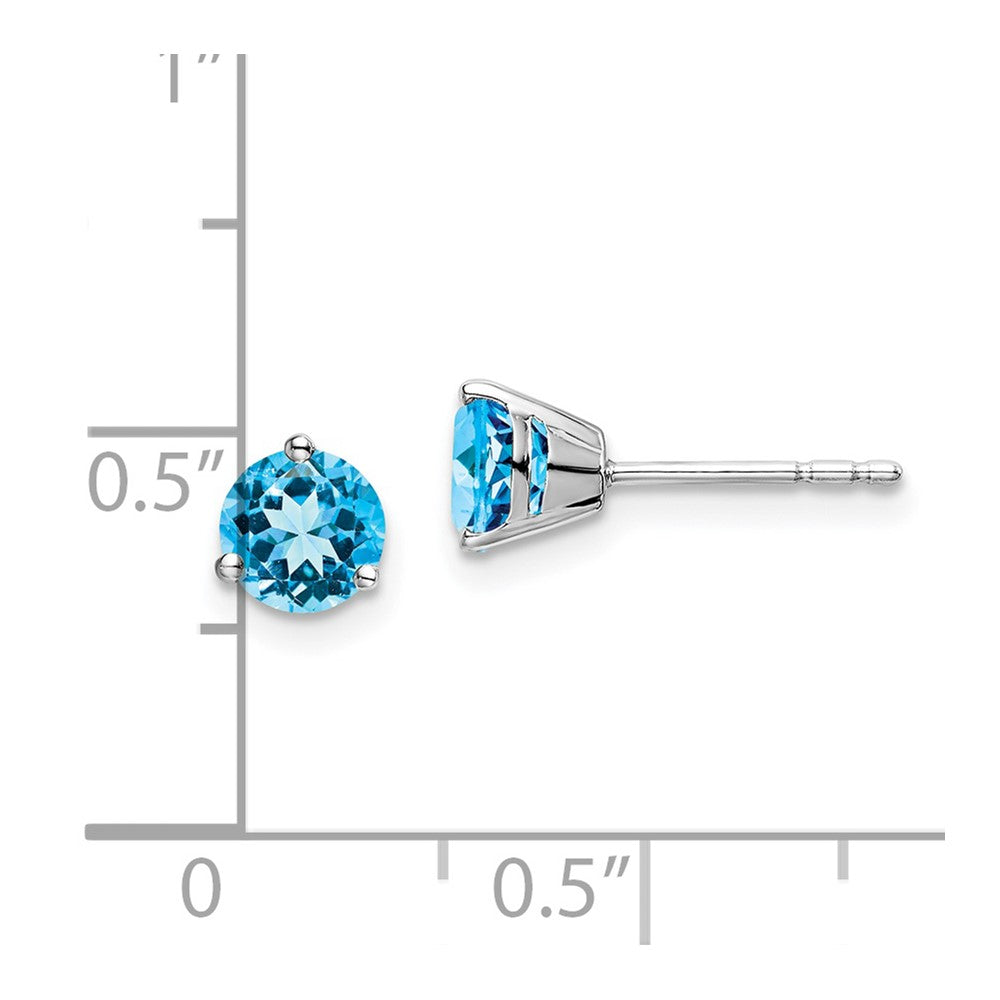 14k White Gold Round Blue Topaz Earrings