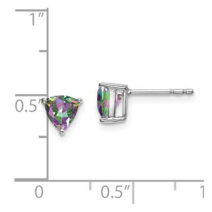 14k White Gold Trillion Mystic Fire Topaz Earrings