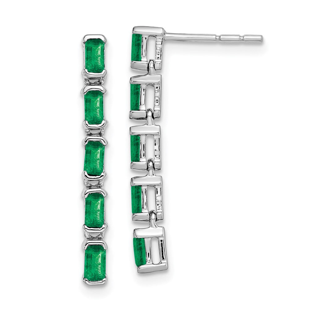 14k White Gold Emerald 5-stone Dangle Earrings