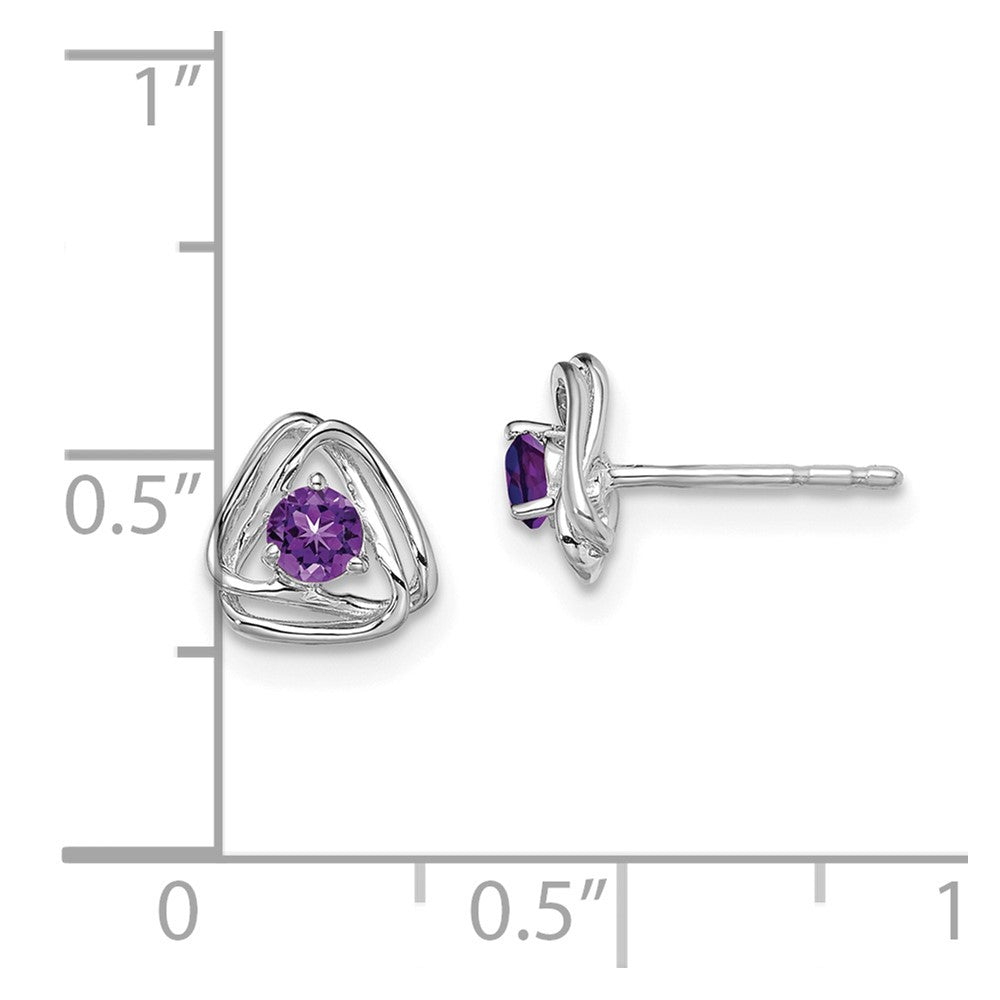 14k White Gold Amethyst Post Earrings