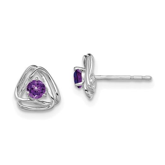 14k White Gold Amethyst Post Earrings
