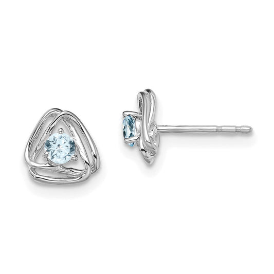 14k White Gold Aquamarine Post Earrings
