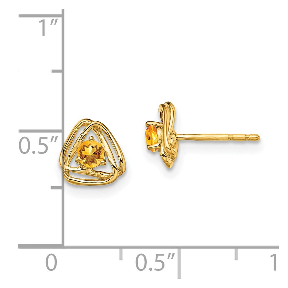 14k Yellow Gold Citrine Post Earrings