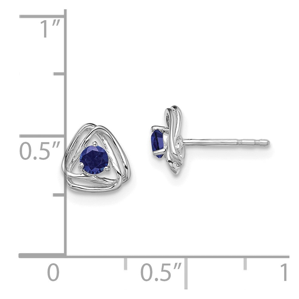 14k White Gold Created Sapphire Post Earrings