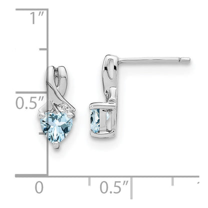 Sterling Silver Aquamarine and Real Diamond Earrings