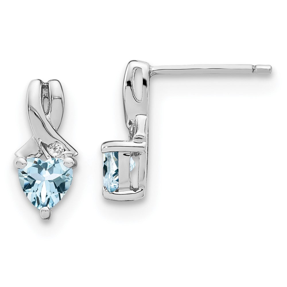 Sterling Silver Aquamarine and Real Diamond Earrings