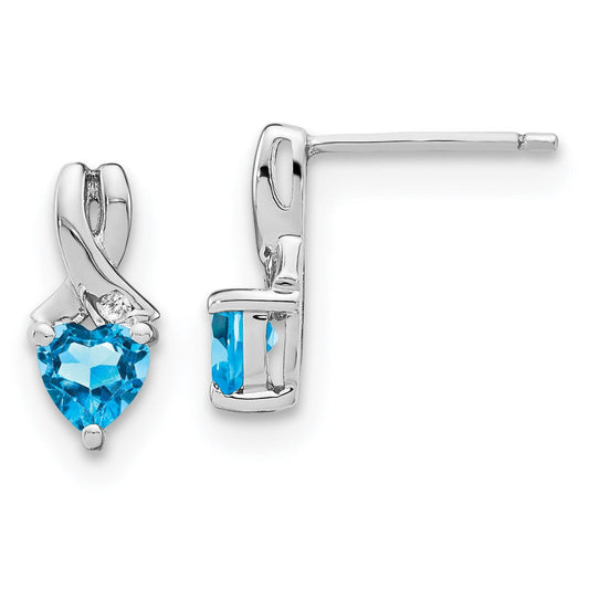 Sterling Silver Blue Topaz and Real Diamond Earrings