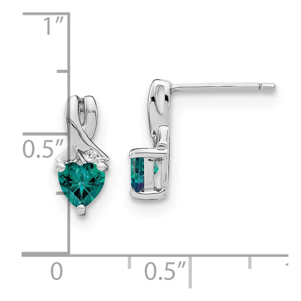 Sterling Silver Created Alexandrite and Real Diamond Earrings