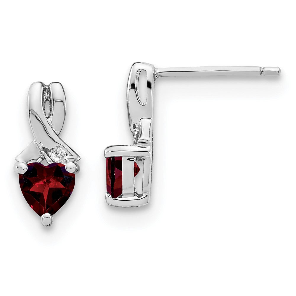 Sterling Silver Garnet and Real Diamond Earrings