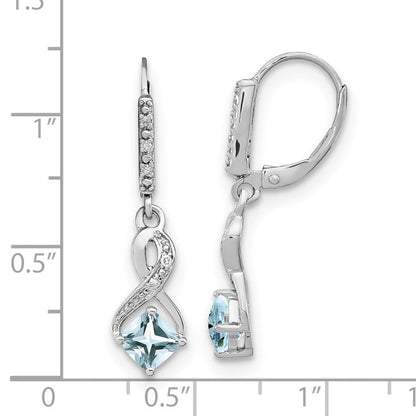 Sterling Silver Aquamarine and Real Diamond Earrings