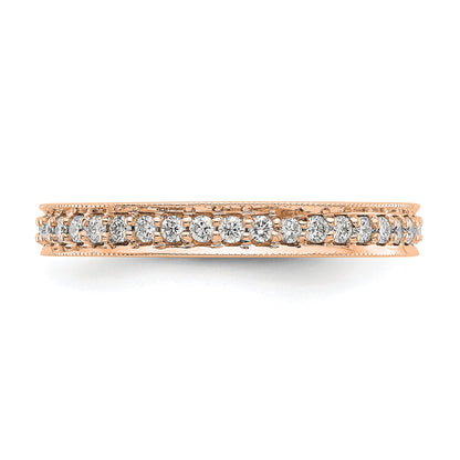 Solid Real 14k Rose Gold Polished Round 1/2 CT Vintage CZ Eternity Wedding Band Ring