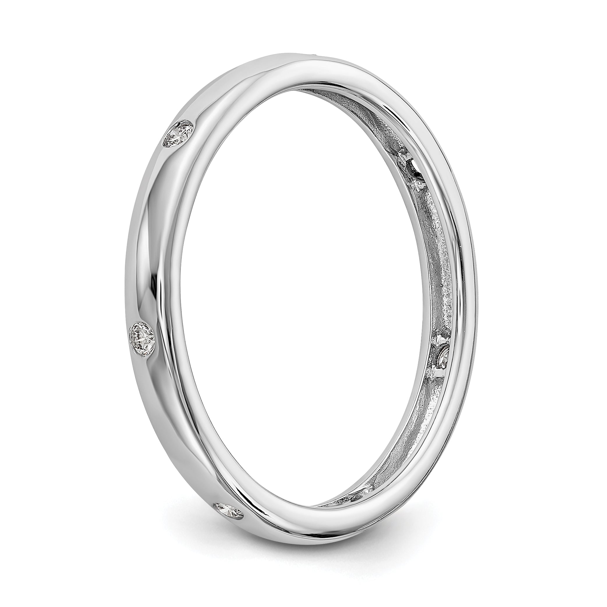 Solid Real 14k White Gold 1/10CT Polished Bezel Set CZ Eternity Wedding Band Ring