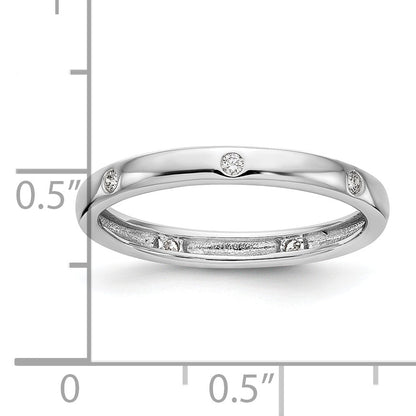 Solid Real 14k White Gold 1/10CT Polished Bezel Set CZ Eternity Wedding Band Ring