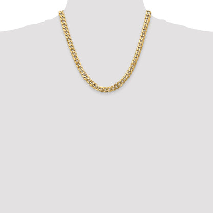 14k Yellow Gold 8mm Flat Beveled Curb Chain Necklace