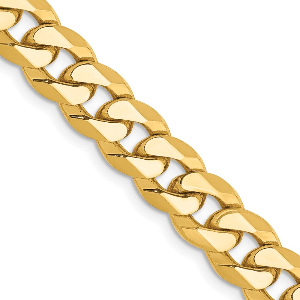 14k Yellow Gold 8mm Flat Beveled Curb Chain Necklace