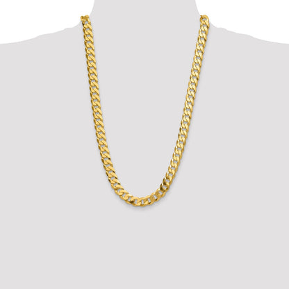14k Yellow Gold 12.0mm Flat Beveled Curb Chain Necklace