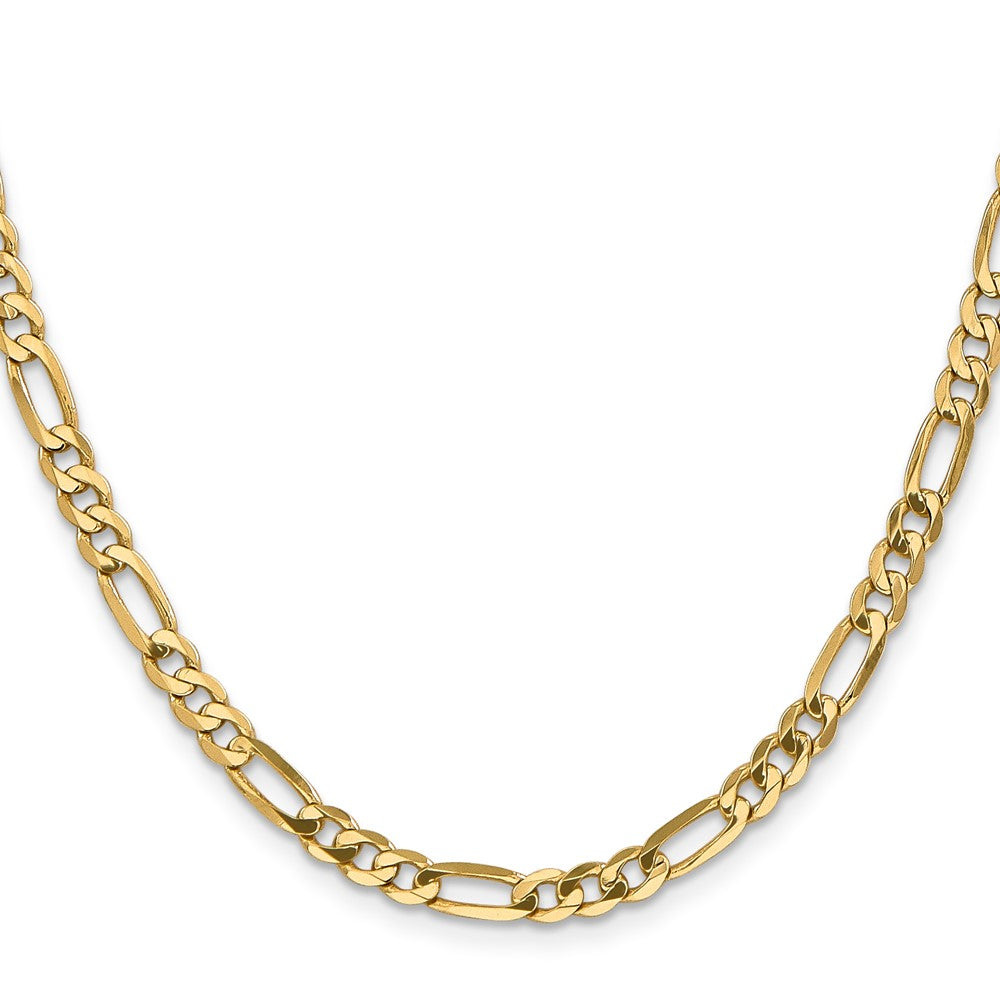 14K Yellow Gold 24 inch 4.75mm Flat Figaro with Lobster Clasp Chain Necklace
