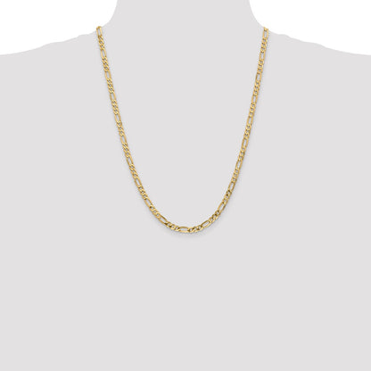 14K Yellow Gold 24 inch 4.75mm Flat Figaro with Lobster Clasp Chain Necklace