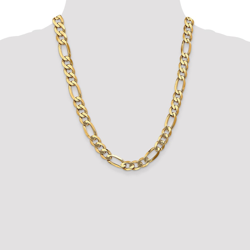 14k Yellow Gold 10mm Flat Figaro Chain Necklace