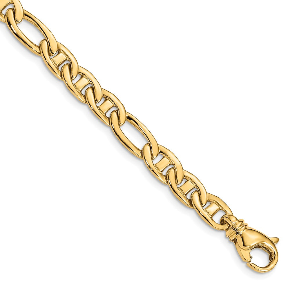 14K 22 inch 6.5mm Solid Hand Polished Fancy Flat Anchor Link with Fancy Lobster Clasp Chain Necklace
