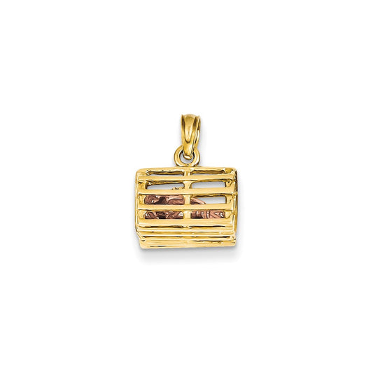 14k Two-tone Gold Two-tone Gold Polished 3-Dimensional Lobster Trap Pendant