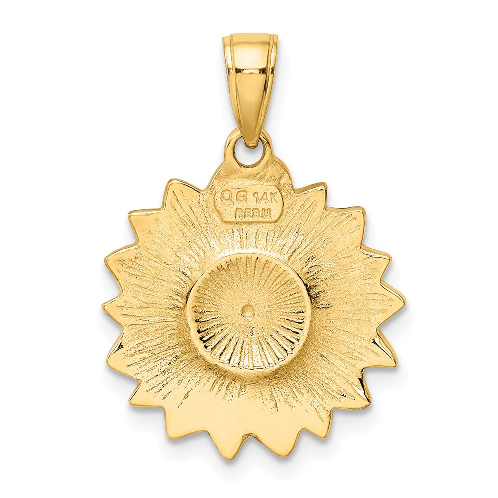 14k Yellow Gold Enameled Yellow Sunflower Pendant