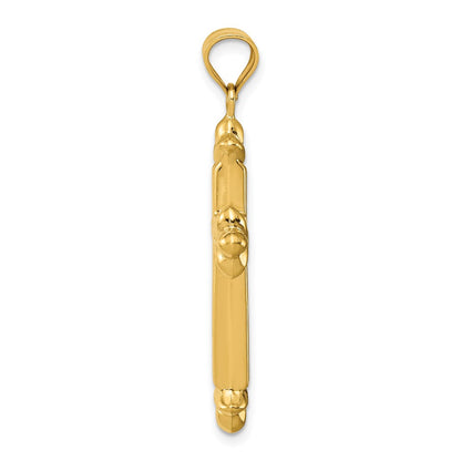 14k Yellow Gold Reversible Diamond-cut Cross Pendant