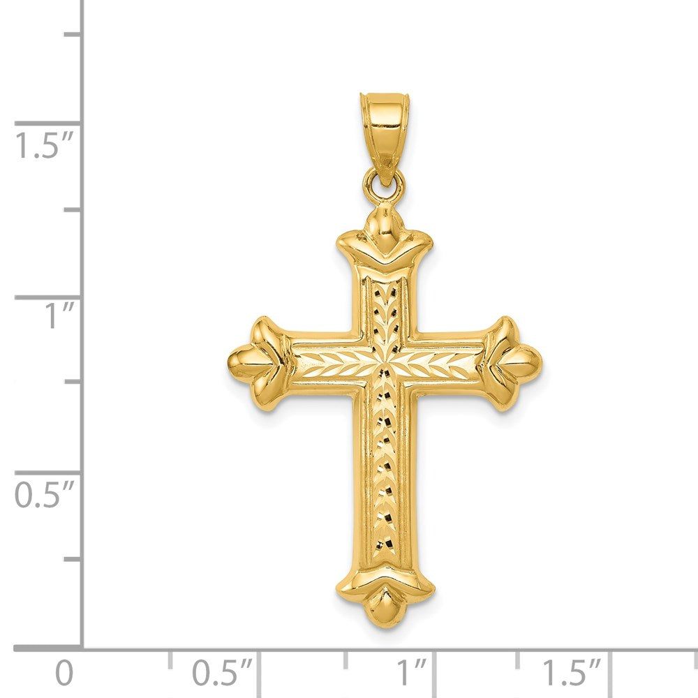 14k Yellow Gold Reversible Diamond-cut Cross Pendant