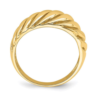 14K Yellow Gold Open Slash Dome Ring