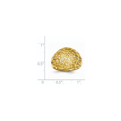 14K Yellow Gold Diamond-cut Sunburst Dome Ring